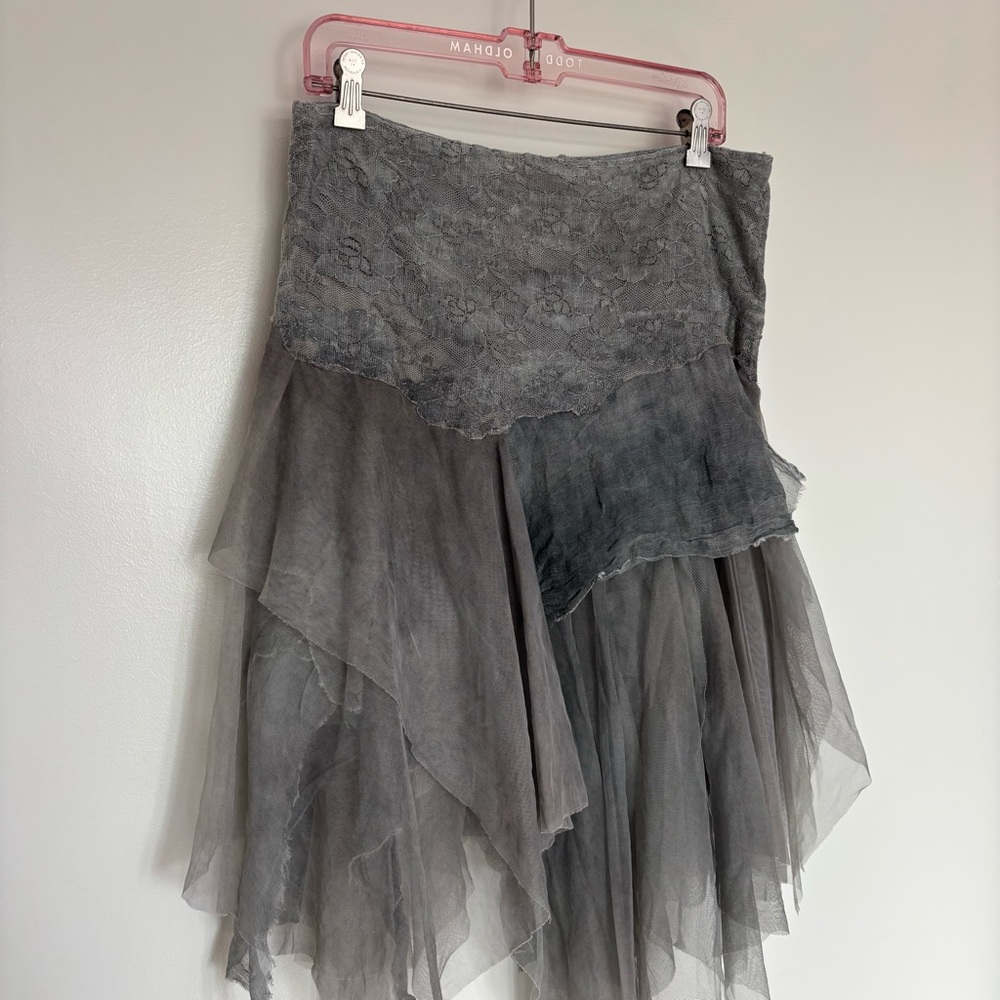 New FREE‎ PEOPLE X BRENDA KNIGHT FAIRY CHIFFON MINI SKIRT Gray Layered Size S - Picture 4 of 9